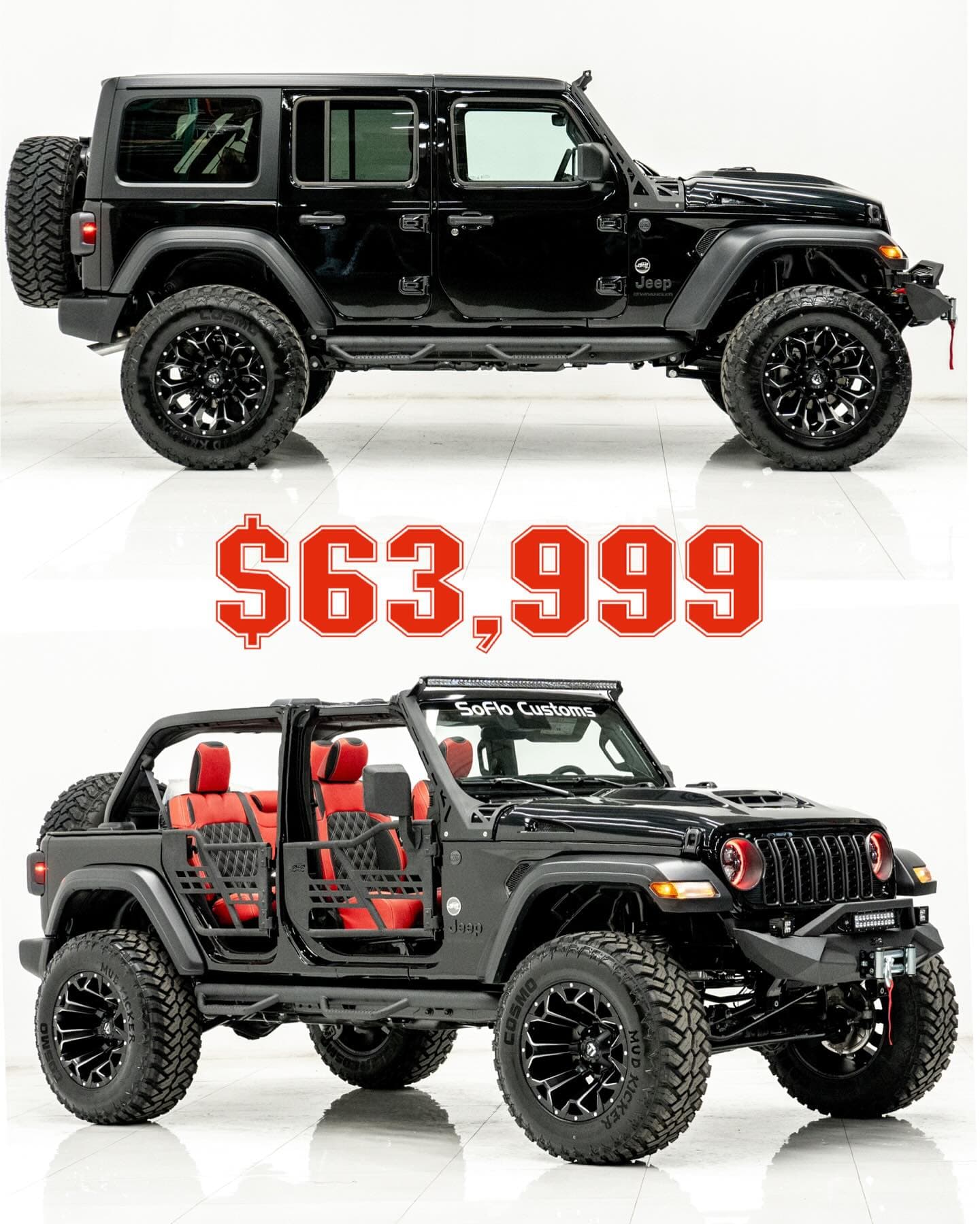 $63,999 - Midnight Black SoFlo Upgraded 2024 Jeep Wrangler 4x4