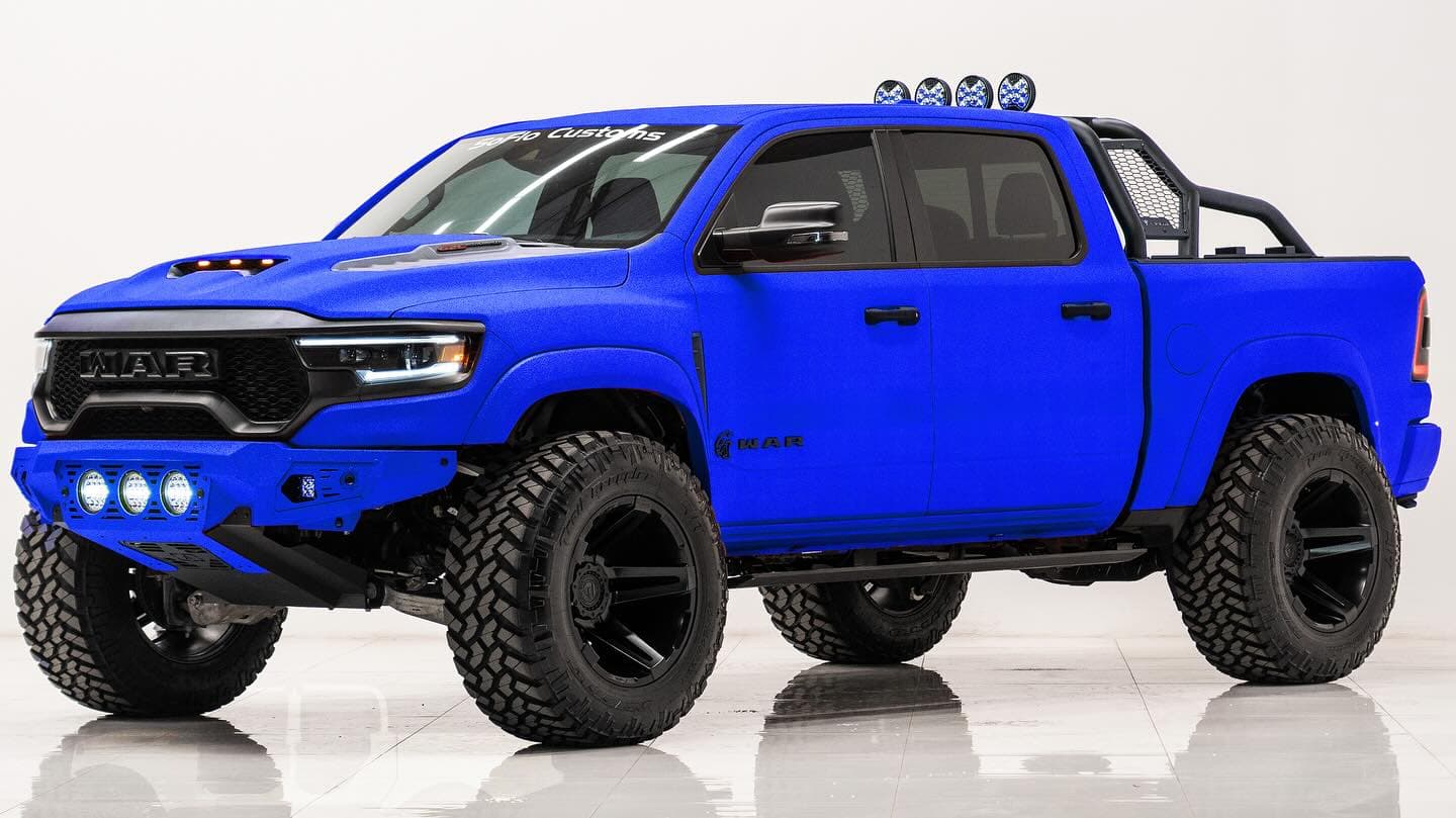 Want a pick up truck that shreds the competition with 40” tires, 22” rims, a Kevlar coated exterior and 717 horsepower through a Hemi Hellcat powerplant 