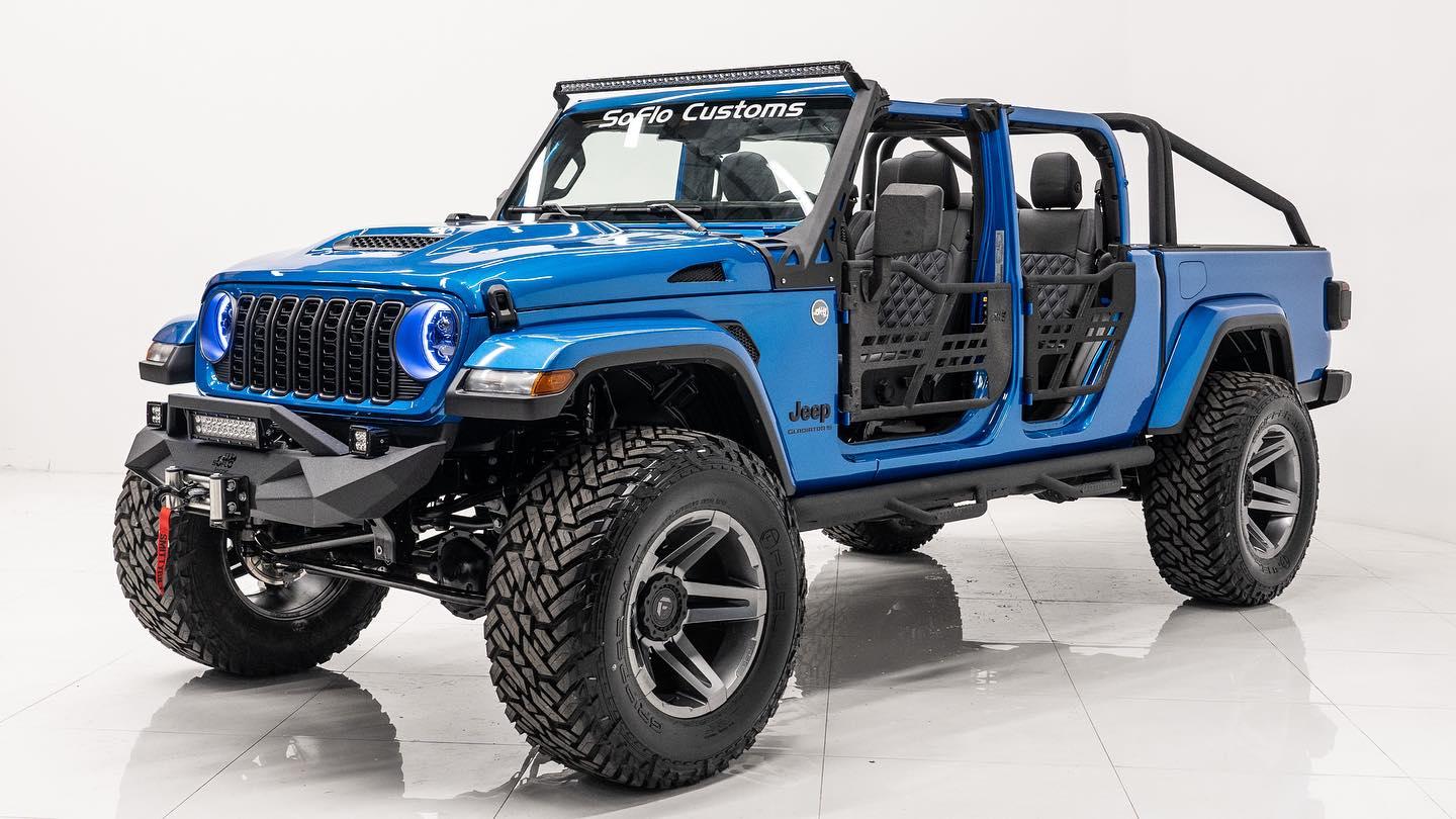 All this for only $63,999!!! Only at SoFlo Customs can you get a 2024 brand new Jeep Gladiator lifted, on 38” tires with 20” rims, steel bumper and winch, Halo headlights, aluminum rollcage, side steps, Raider hood, light bar and weather proof interior for such a price #jeep #customjeep #jeepgladiator #gladiators